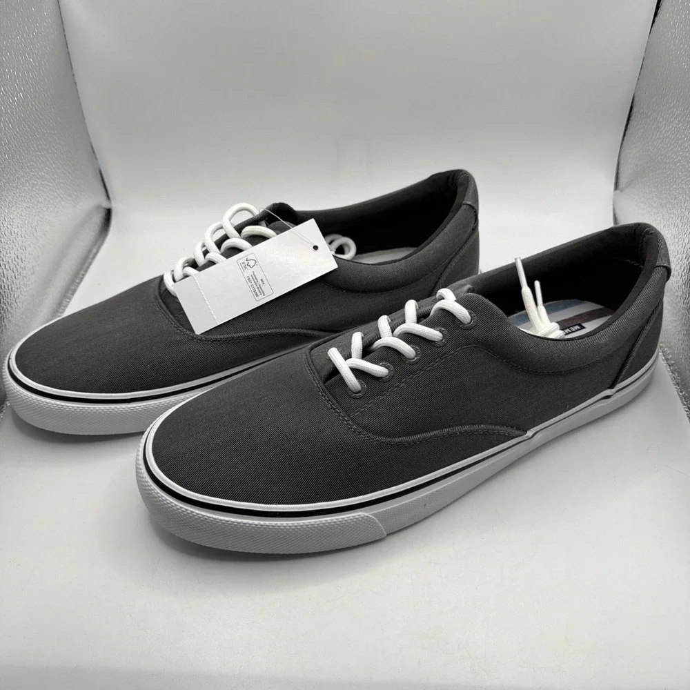 Izod‎ Men's Size 11 Rangley Gray Lace-Up Casual Canvas Boat Shoes